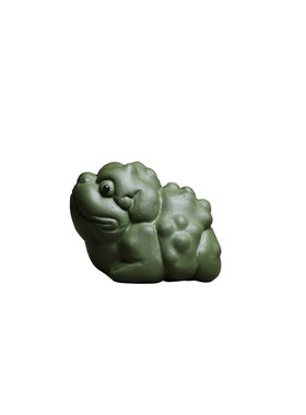 沐合 宜兴紫砂绿泥三脚小金蟾蟾宝宝绿色小巧茶宠茶玩摆件角迷你