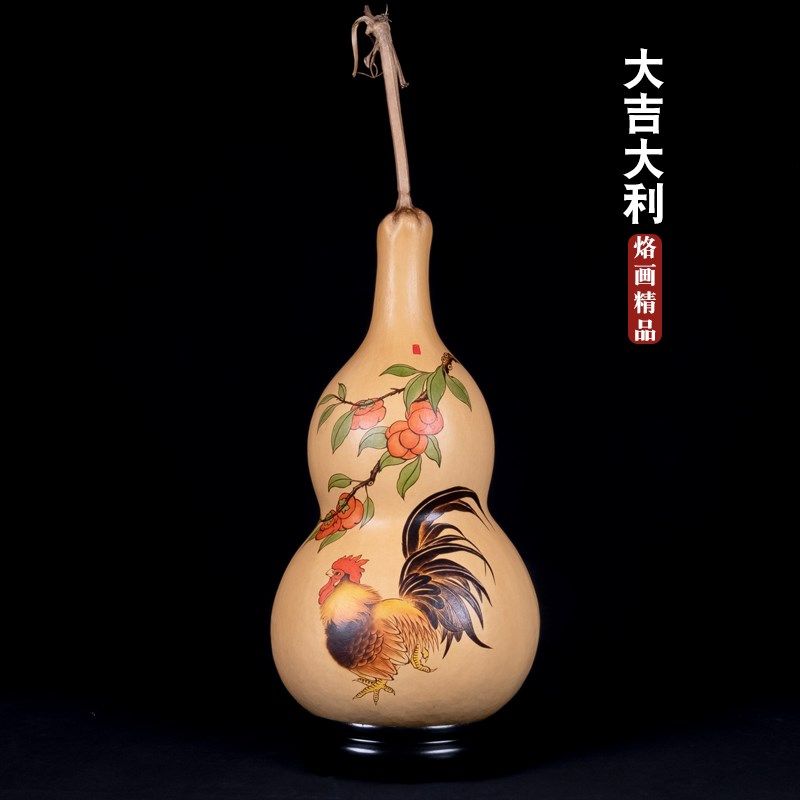 葫仙精选天然大葫芦摆件非遗烙画雕刻针画墨刻工艺品家居玄关摆件