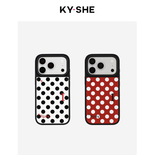 KYSHE2026新款气质复古波点Magsafe磁吸全包手机壳适用iPhone18/17/16promax高级感磨砂防摔黑边保护套