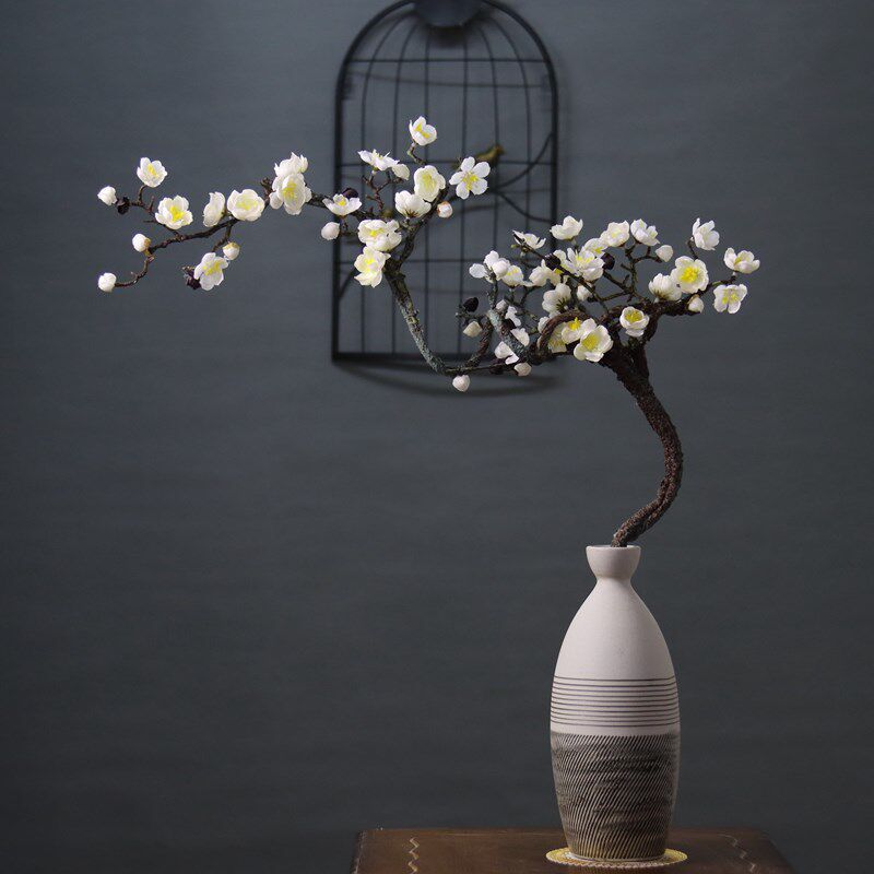 中式仿真梅花傲骨腊梅陶瓷花瓶玄装摆件客厅假花摆设餐桌花束关饰
