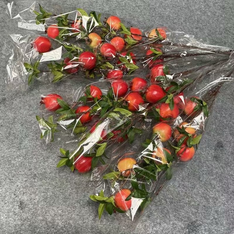 仿真花石榴果树枝客厅电视柜茶几花艺套装摆件长枝落地装饰花假花