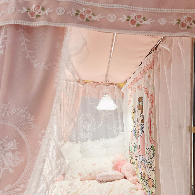 不小心床帘花园女生宿舍床帘上铺下铺学生寝室蚊帐强遮U型轨道