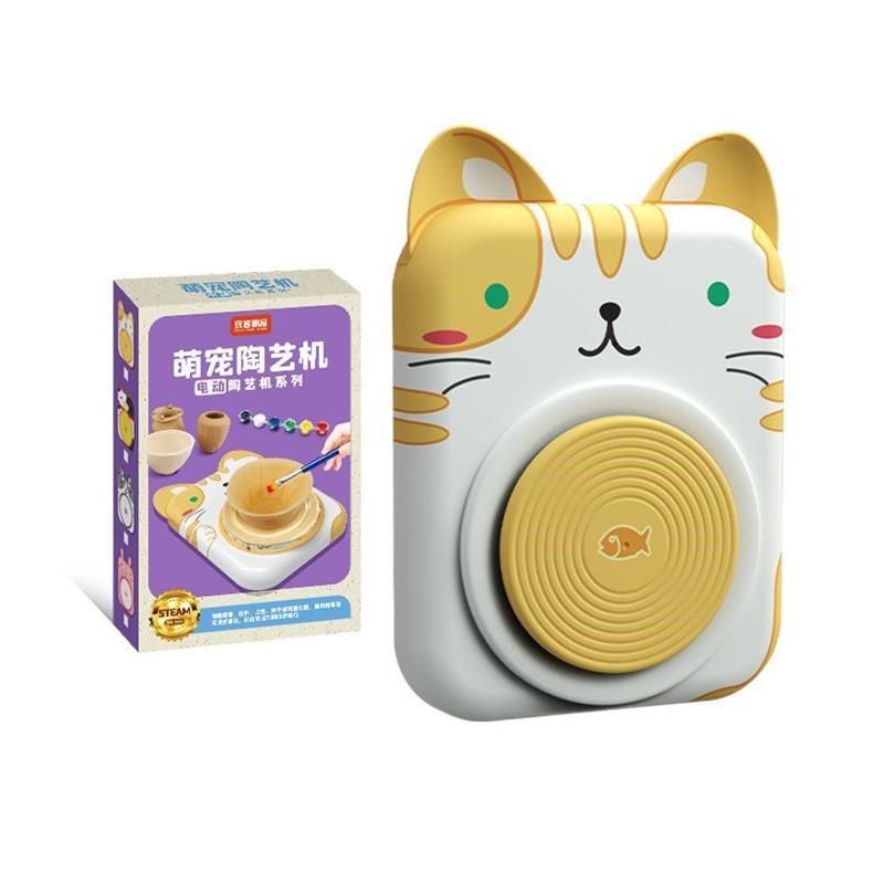 萌宠陶艺机D具儿童手工玩烧Y电动免I粘土拉坯机陶艺工具套装