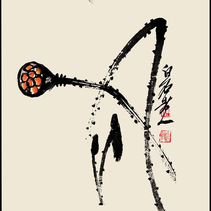 [包绣] 苏件diy初学套绣 齐白石水墨荷花三联画 手工刺邮装饰画
