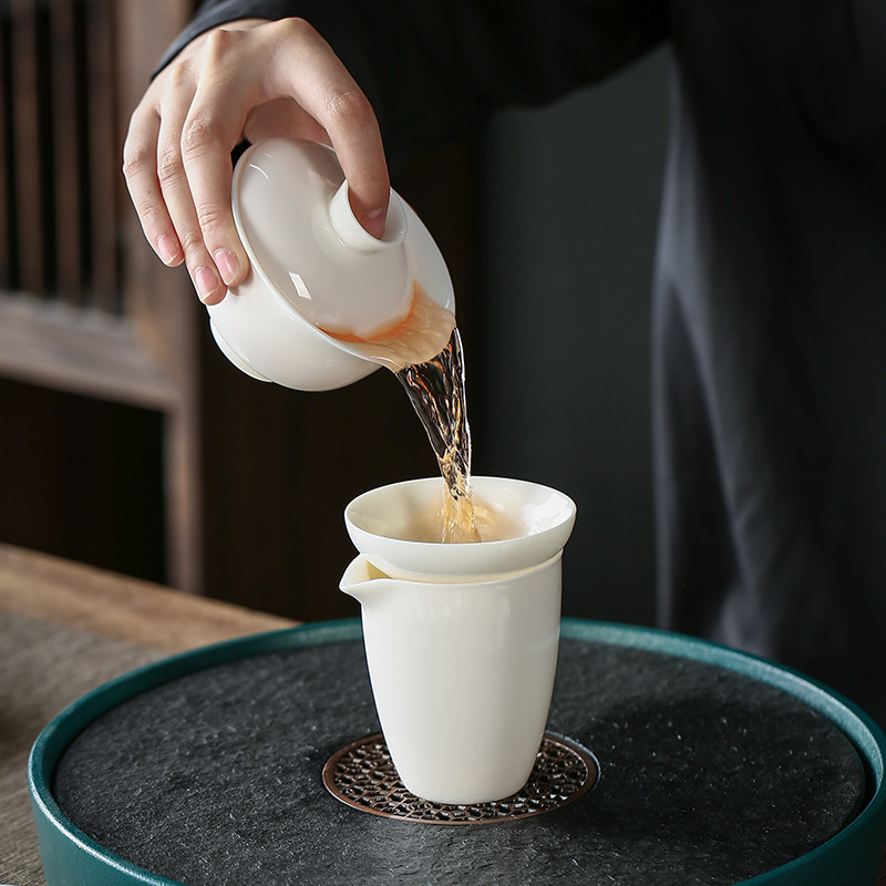 圆形乌金石面茶盘干泡台排水茶托盘泡茶台功夫茶具家用陶瓷盘