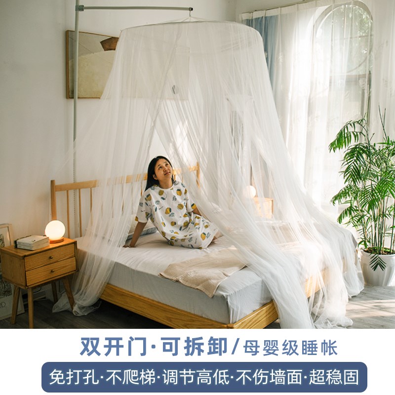 抗菌圆顶吊顶天地杆蚊帐双开门公主风宫廷家用卧室新款双人通用密