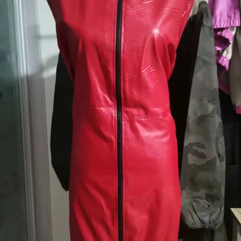 加长拉冬女士 防水防油服绒羽罩衣 皮罩衣 pu皮长袖秋链韩版棉衣