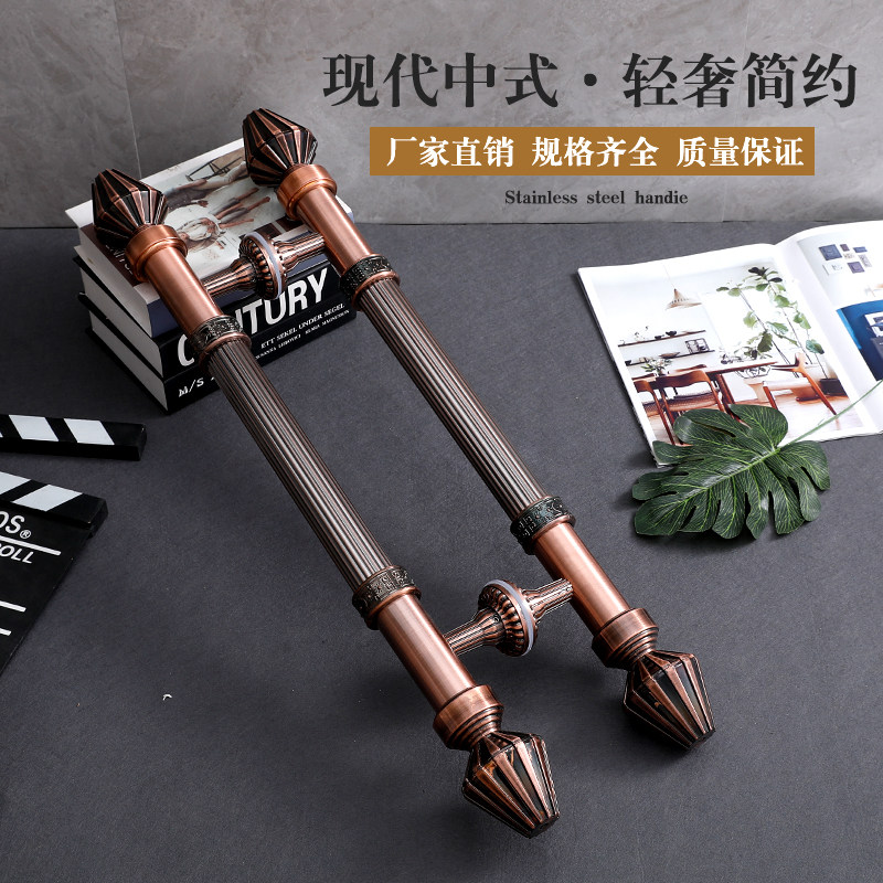 拉手玻青门 门厚不锈钢 欧式古铜璃古铜对装 酒店办公木加门把手