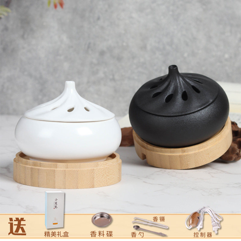 小笼包电子香薰炉定室调温沉檀香室内家用居时内创意熏香摆陶件瓷