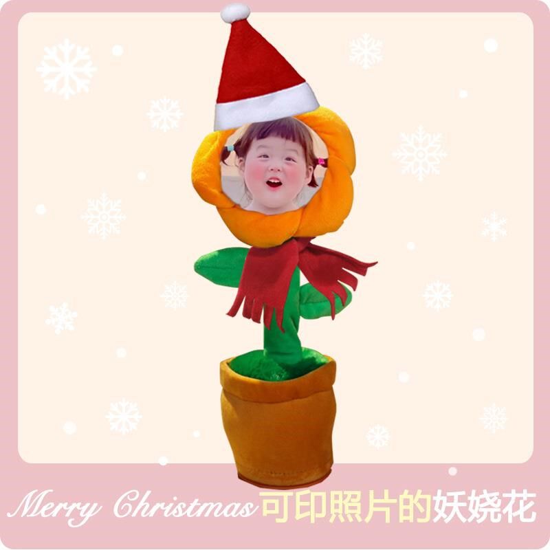 电动仙人跳妖娆花玩具人说玩偶diy照片太阳花学形话唱歌掌舞摆件