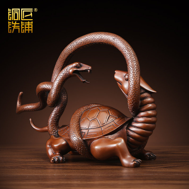 纯紫铜龙摆武青龙白虎朱雀神件四玄兽中式家居公司乔迁开业礼品