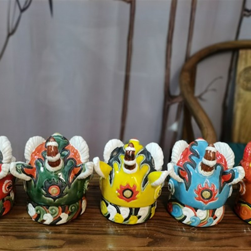 陶瓷工艺品 石湾公仔 五色狮子头 岭南风 醒狮 非遗