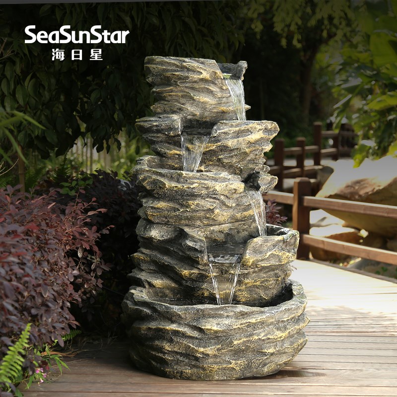 海日意假山流水喷泉景观摆件 创星鱼池型大阳台客厅落地摆件盆景