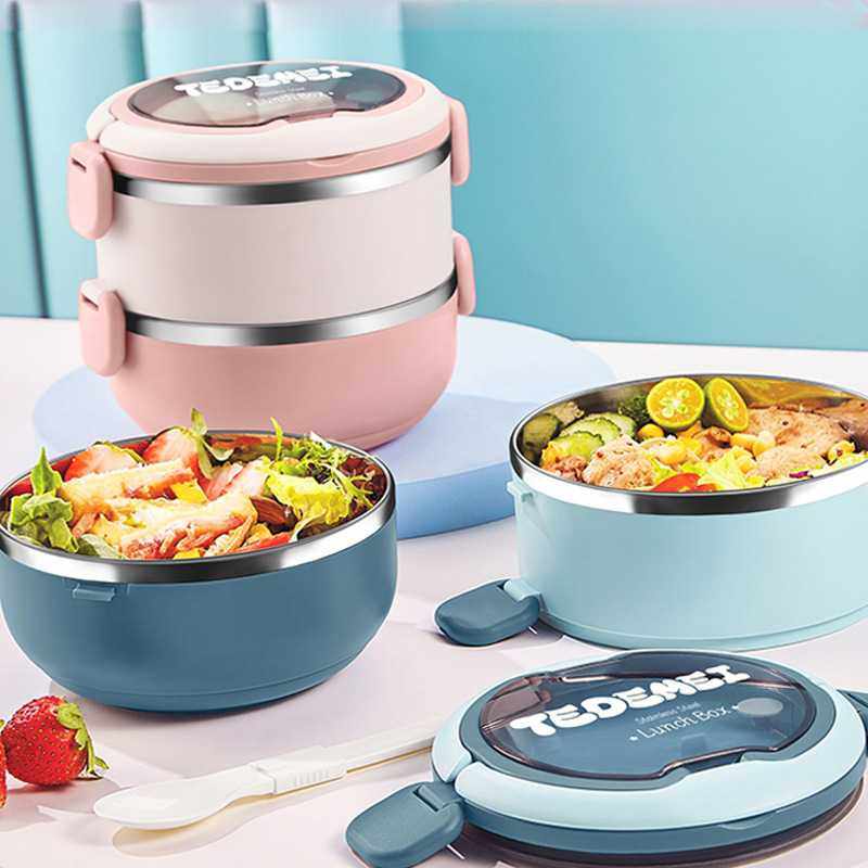 304不锈钢卡扣带餐具圆形饭盒手提双层餐盒学生上班族食堂提锅,餐饮具,饭盒/保温桶/保温提锅,淘宝优惠券,粉丝福利购,淘宝优惠卷