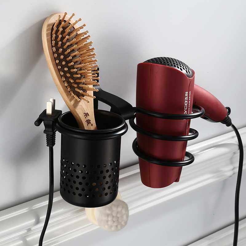 黑色太空铝多功能吹风机架 欧式卫生间浴室置物架壁挂收纳风筒架,家庭/个人清洁工具,吹风机置物架,淘宝优惠券,粉丝福利购,淘宝优惠卷