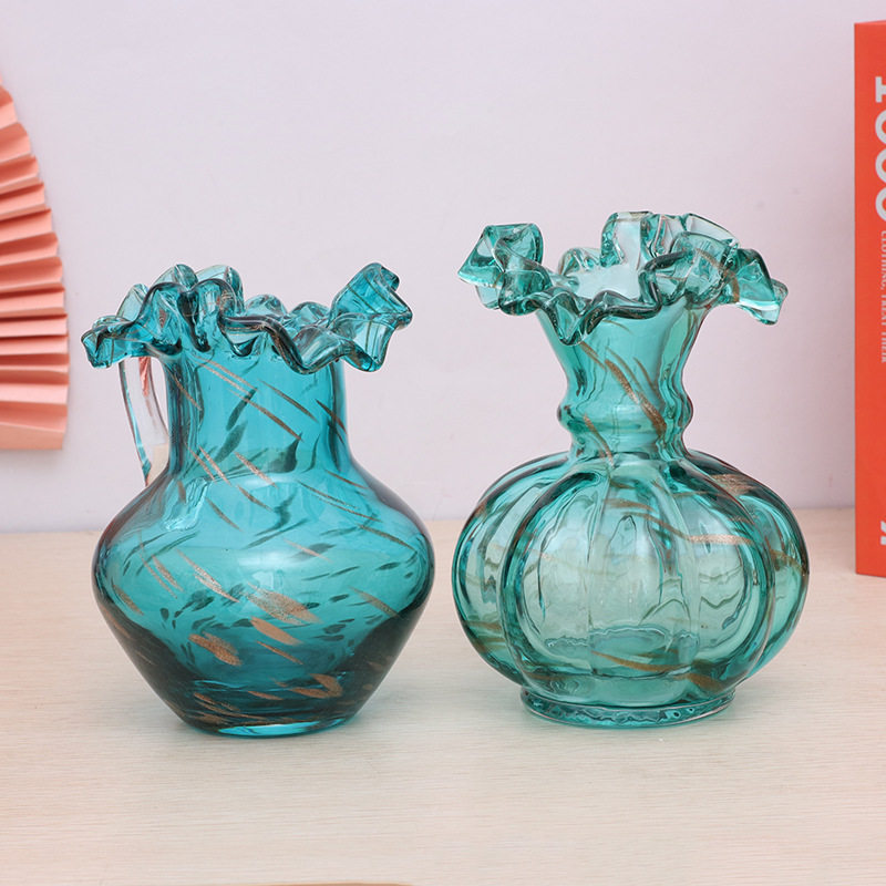 现代个性玻璃花瓶客厅装饰插花炫彩琉璃花瓶玄关样品房摆放花器