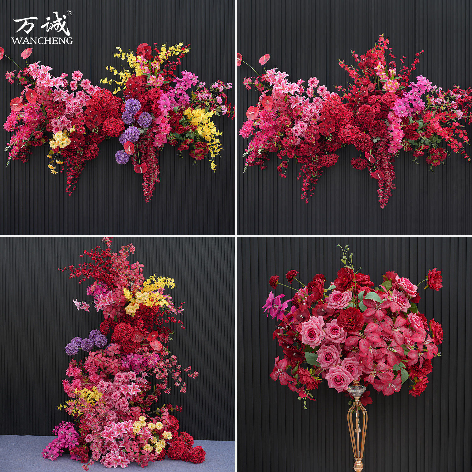 红装佳偶套装新款婚庆红色背景挂花新中式迎宾婚礼结婚仿真花布置