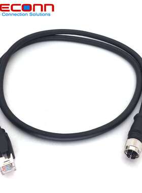 M12 X-code 8Pin 8芯母头转RJ45网线 千兆万兆10GB/S S/FTP Cat6A
