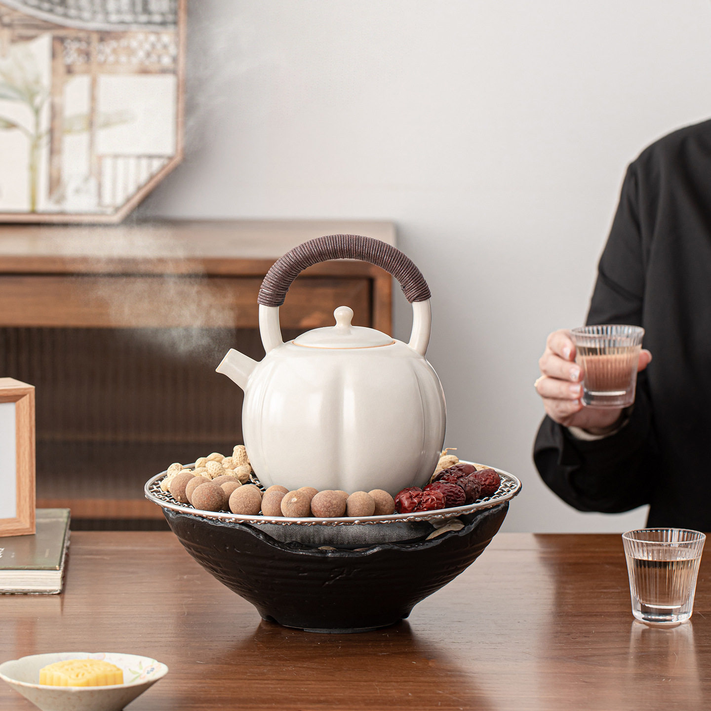围炉煮茶壶家用室内烤茶炉电陶炉小型茶壶煮茶器泡茶器提梁壶套组