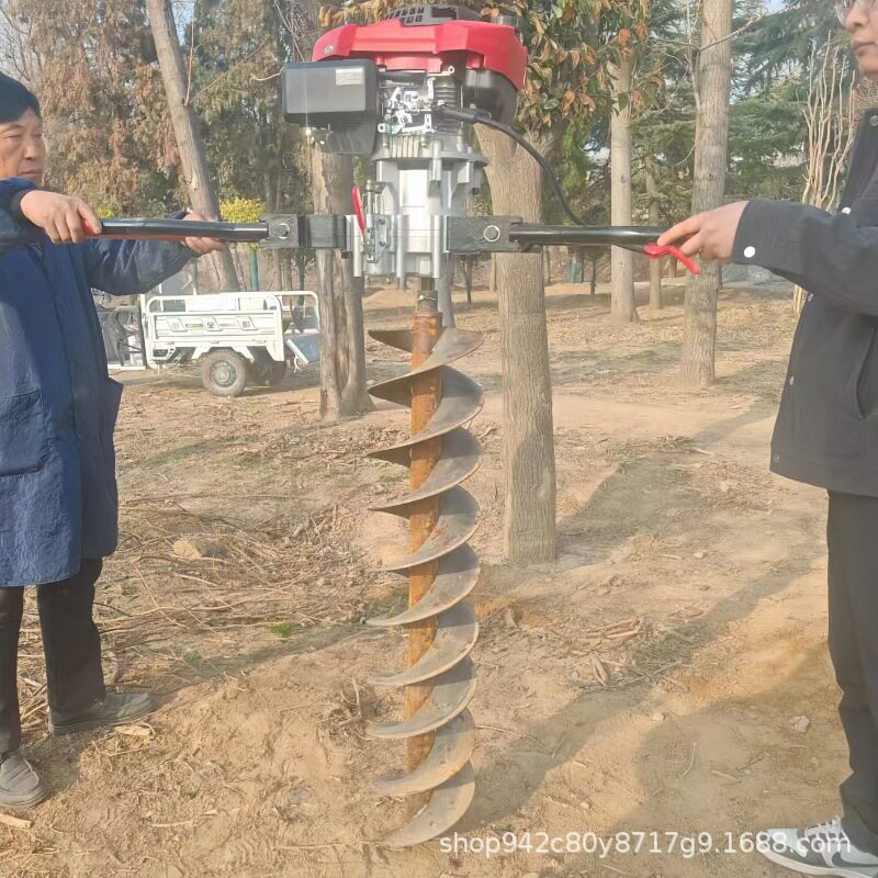 小型汽油地钻挖坑机?农用施肥打桩打洞机 果园栽树螺旋式打坑机