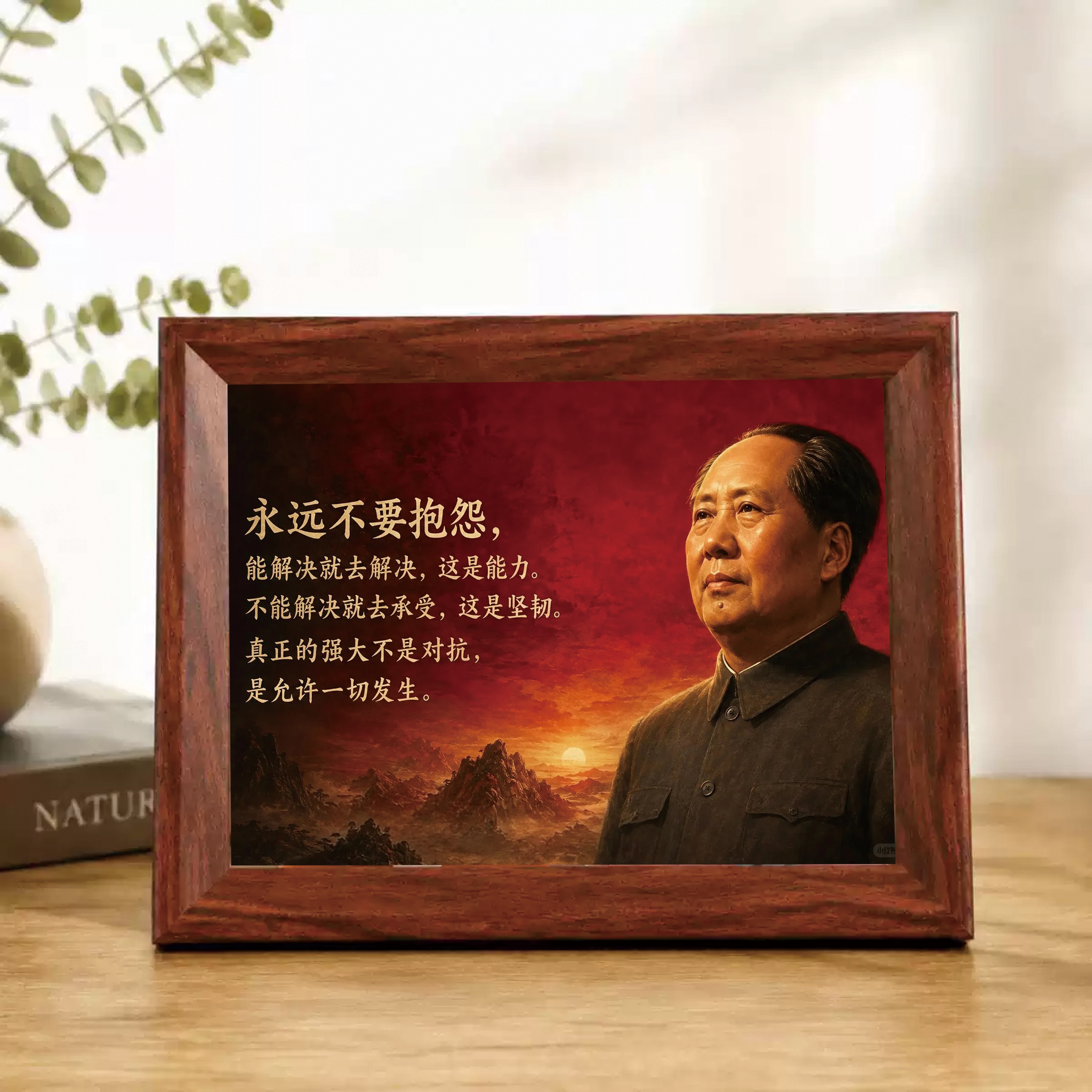 毛主席画像伟人经典励志语录永远不要抱怨办公室客厅装饰工位摆件
