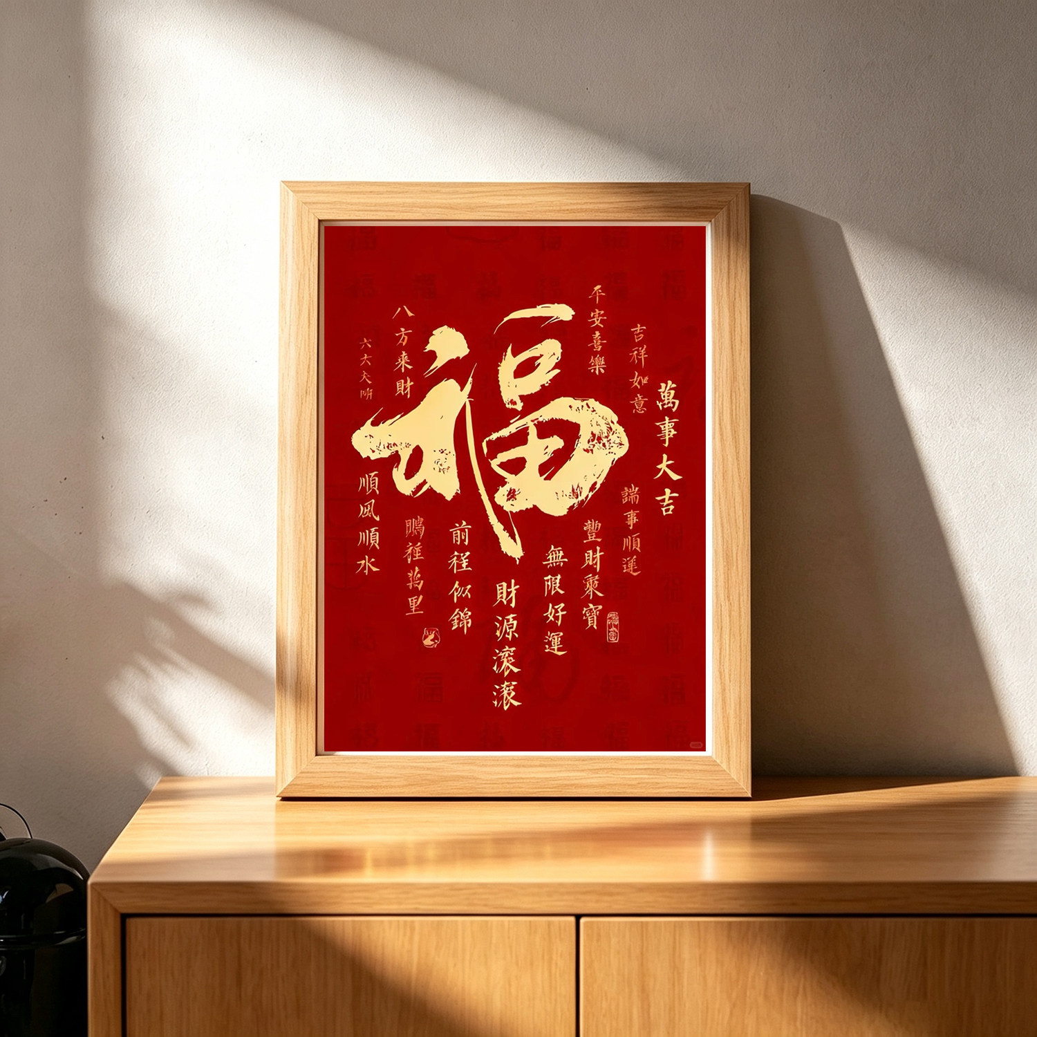 轻奢福字玄关平安喜乐摆台相件