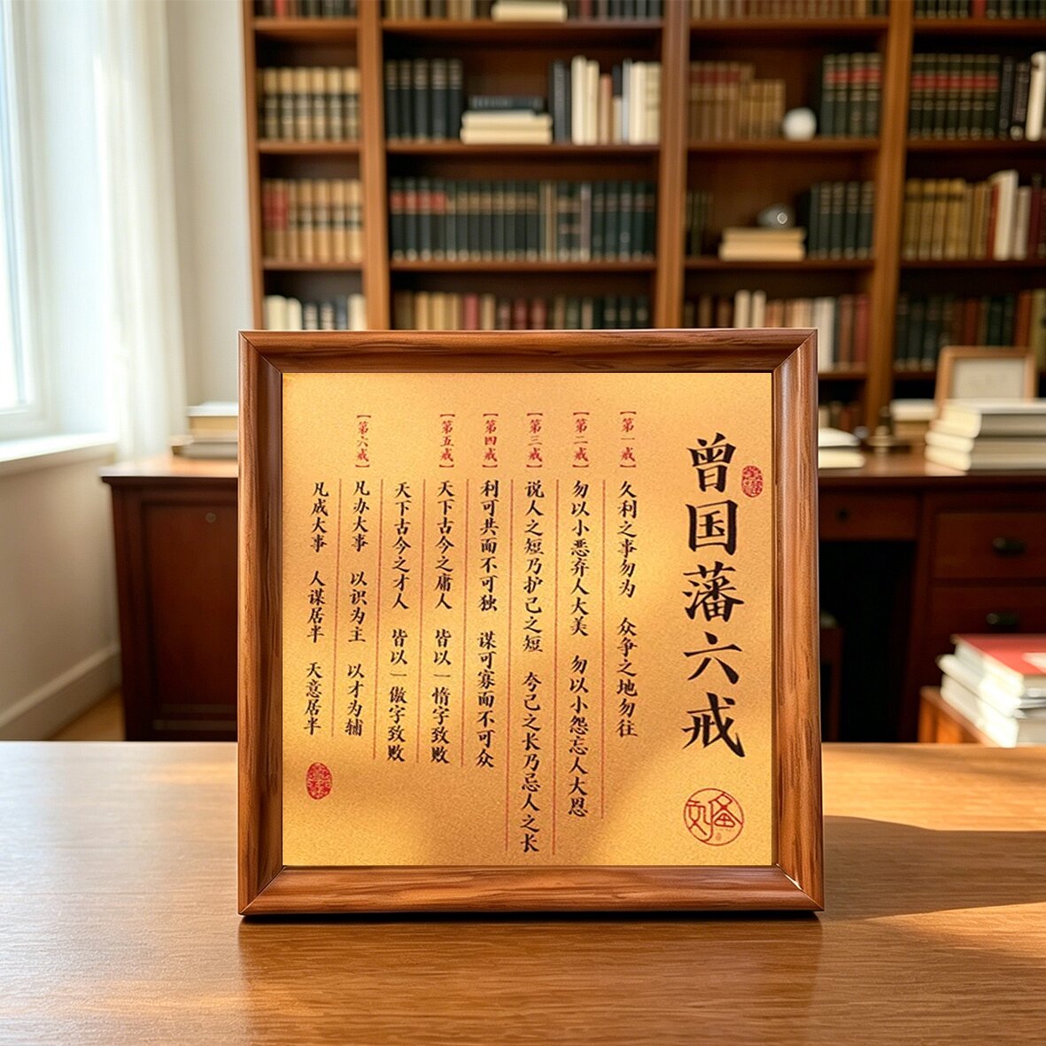 曾国藩六诫吉语书法摆台装饰相框