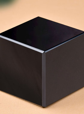 天然黑曜石方块印章摆件镇纸原石四方体家居玄关桌面摆设工艺品
