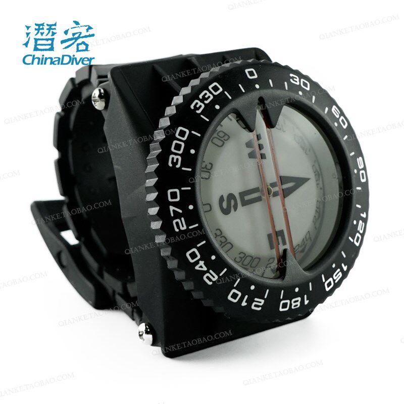 潜水指北针水下夜光指南针表罗盘方向表手腕管夹两种佩戴专业装备