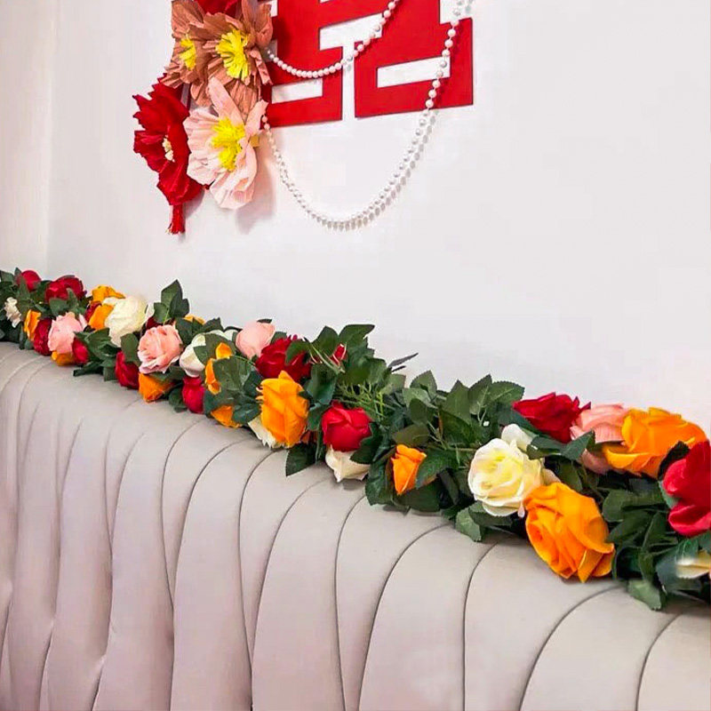 仿真花藤结婚床头花假花玫瑰藤条婚礼装饰婚房布置套装房间卧室