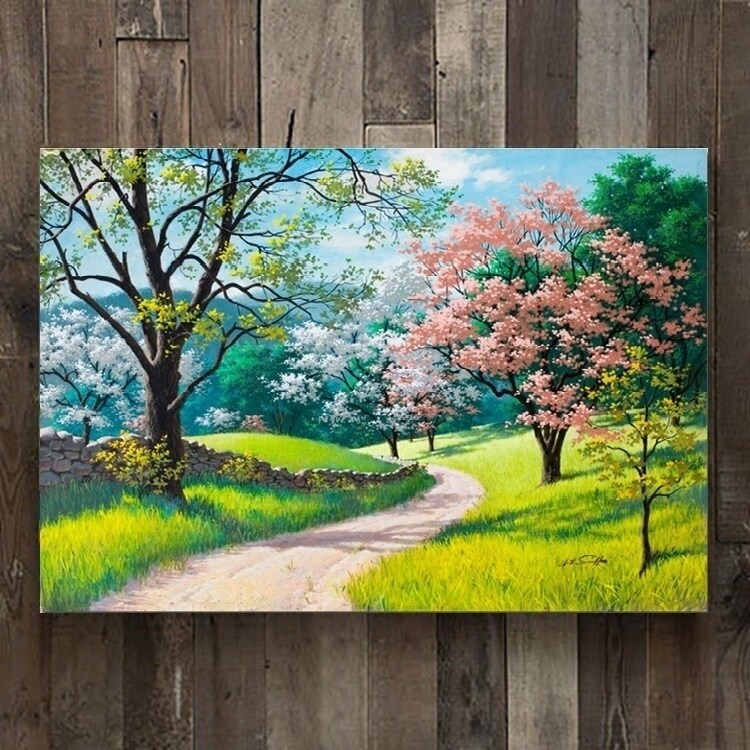 田园风景装饰画单幅餐厅壁画入户走廊玄关挂画卧室墙画客厅无框画
