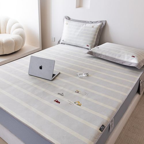 儿童可机洗夏季冰丝席凉席床笠三件套小清新凉感空调席子床上用品