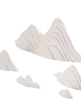 白瓷假山小摆件创意微景观造景陶瓷客厅玄关中式装饰品摆设