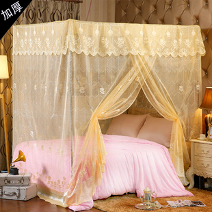 加密加厚宫廷老式 1.8m2米床双人家用不锈钢支架落地2.0m 蚊帐1.5