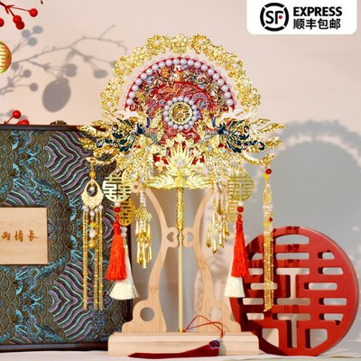 结婚闺蜜送礼diy喜扇锦绣良缘材料包高端重工团扇双面秀禾扇婚礼