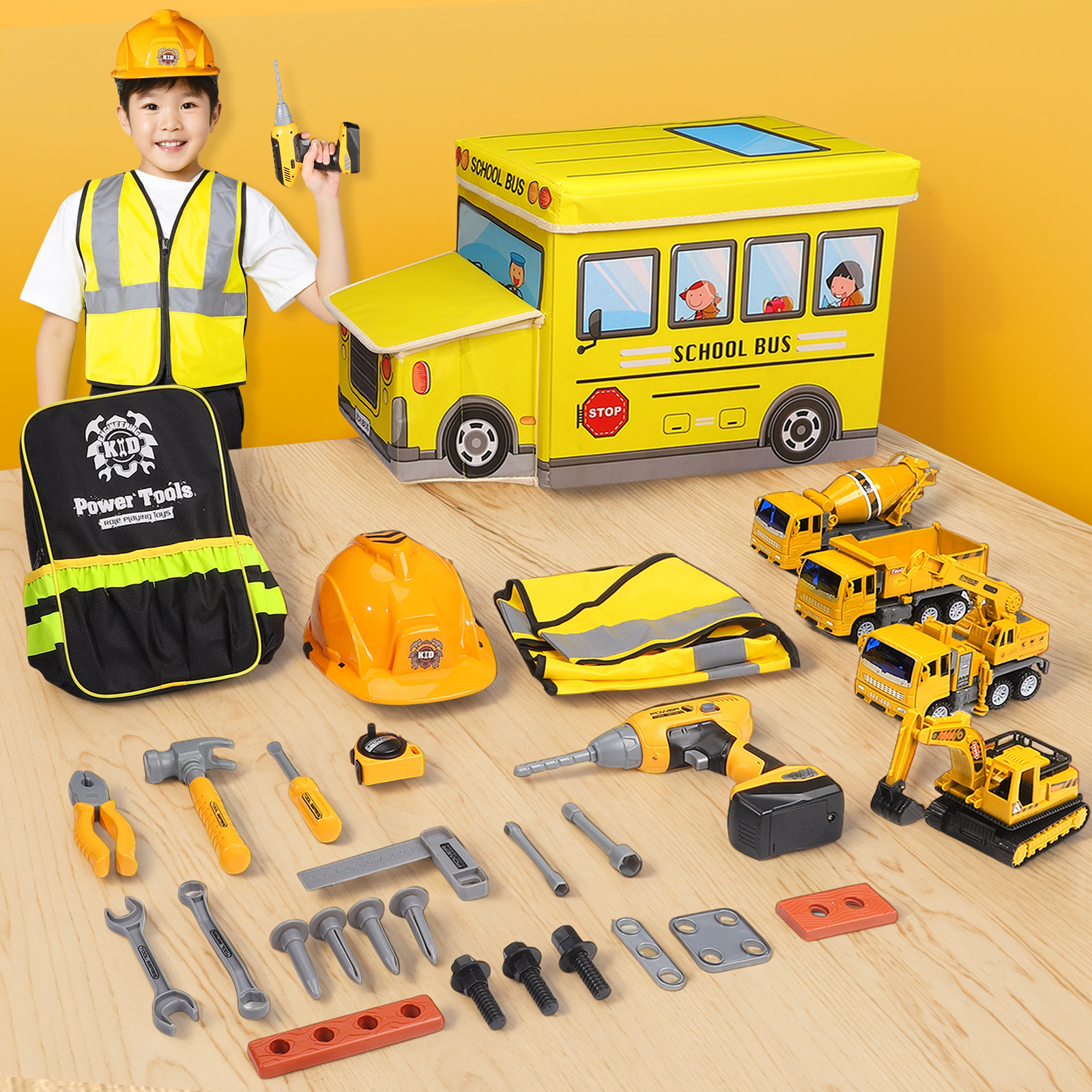 2024新款儿童吊车大型卡车合金挖掘机可坐人汽车工程车玩具车男孩