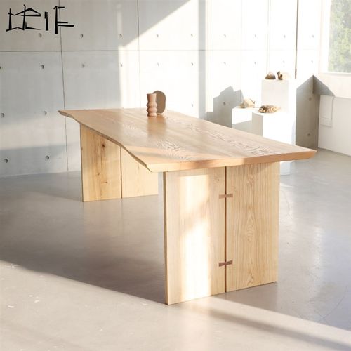 白蜡木全实木大板桌奶油风客厅书桌餐桌民宿长桌子原木工作台茶桌