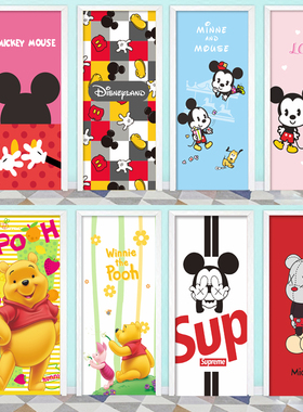 定制幼儿园培训早教中心卡通动物图案包门贴纸整张自粘防水可擦洗