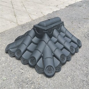 围墙瓦堵头37双面墙头瓦专用封头仿古一体瓦片封边装饰琉璃瓦顶盖