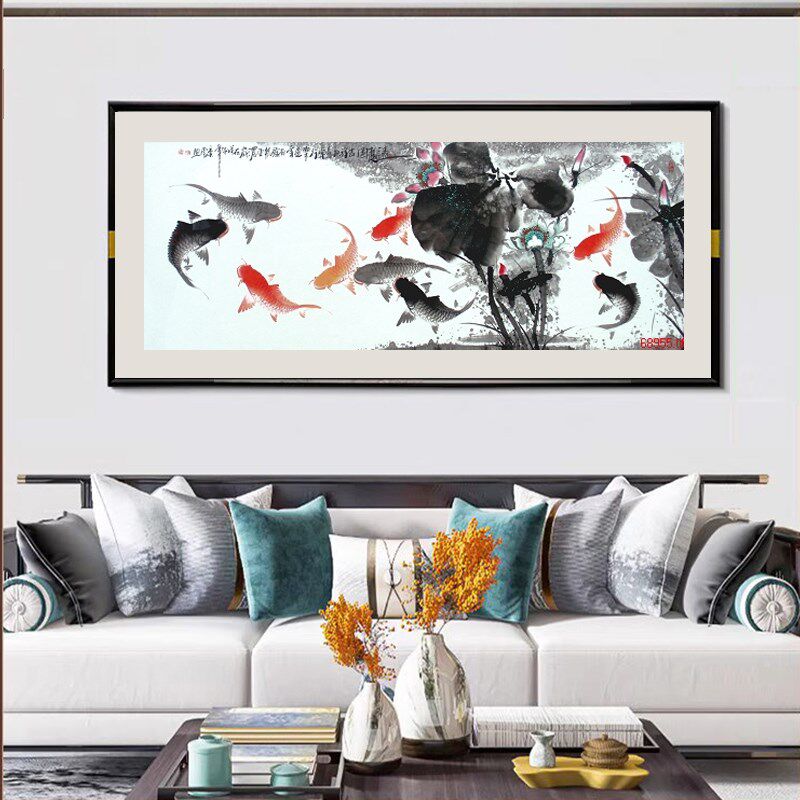 苏绣DIY套件初学材料包 连年有余 鱼 客厅卧室餐厅手工刺绣装饰画