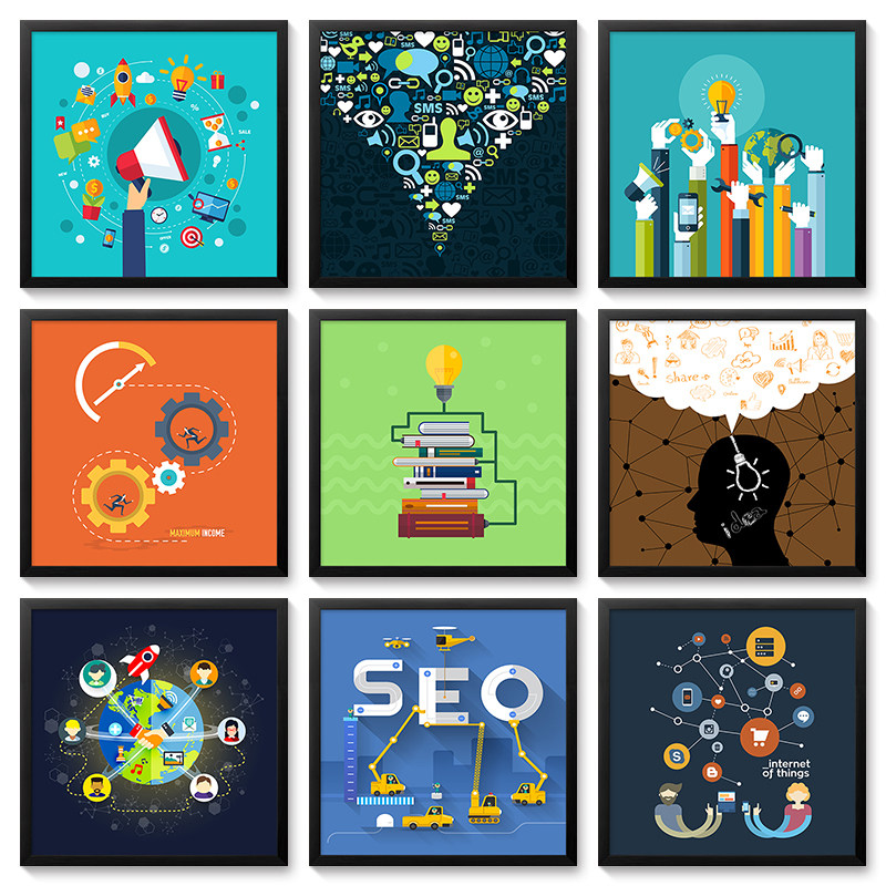 企业文化背景墙办公室装饰画IT互联网科技网络公司壁画会议室挂画