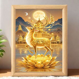 小鹿抬头吃喝不愁招财好运相框摆台送朋友闺蜜高级感礼物
