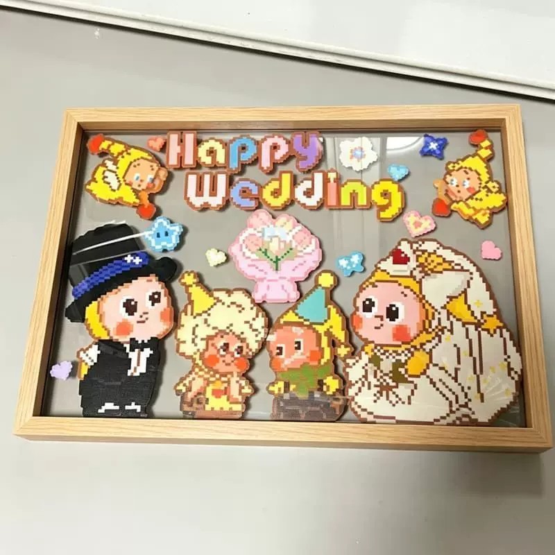星星人拼豆双面透明相框摆台