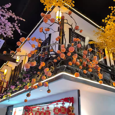 仿真柿子树倒挂假树枯树造景摆件绿植景观橱窗吊顶饭店果树石榴树