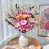 玫瑰真花干花花束永生尤加利叶水晶草风干天然高级感摆件客厅摆设