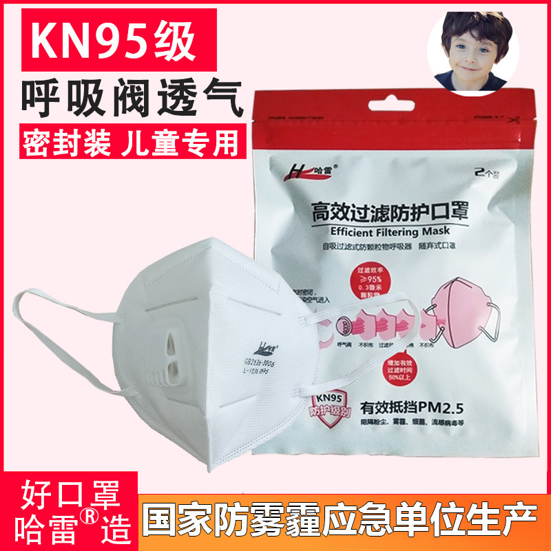 哈雷儿童KN95口罩防尘防雾霾3D防护呼吸阀透气宝宝男女学生4-12岁