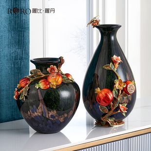 罗比罗丹珐琅彩工艺花瓶玄关家居饰品家居软装饰品