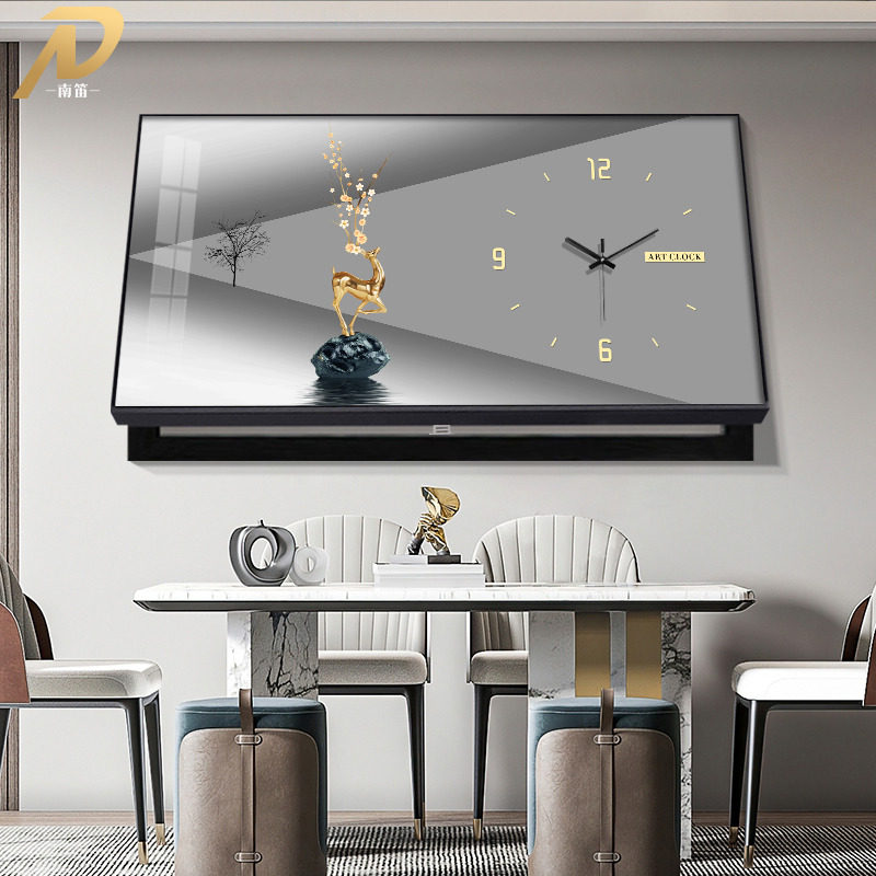 大尺寸电表箱装饰画带时钟挂墙客厅餐厅配电箱电闸盒遮挡挂画钟表