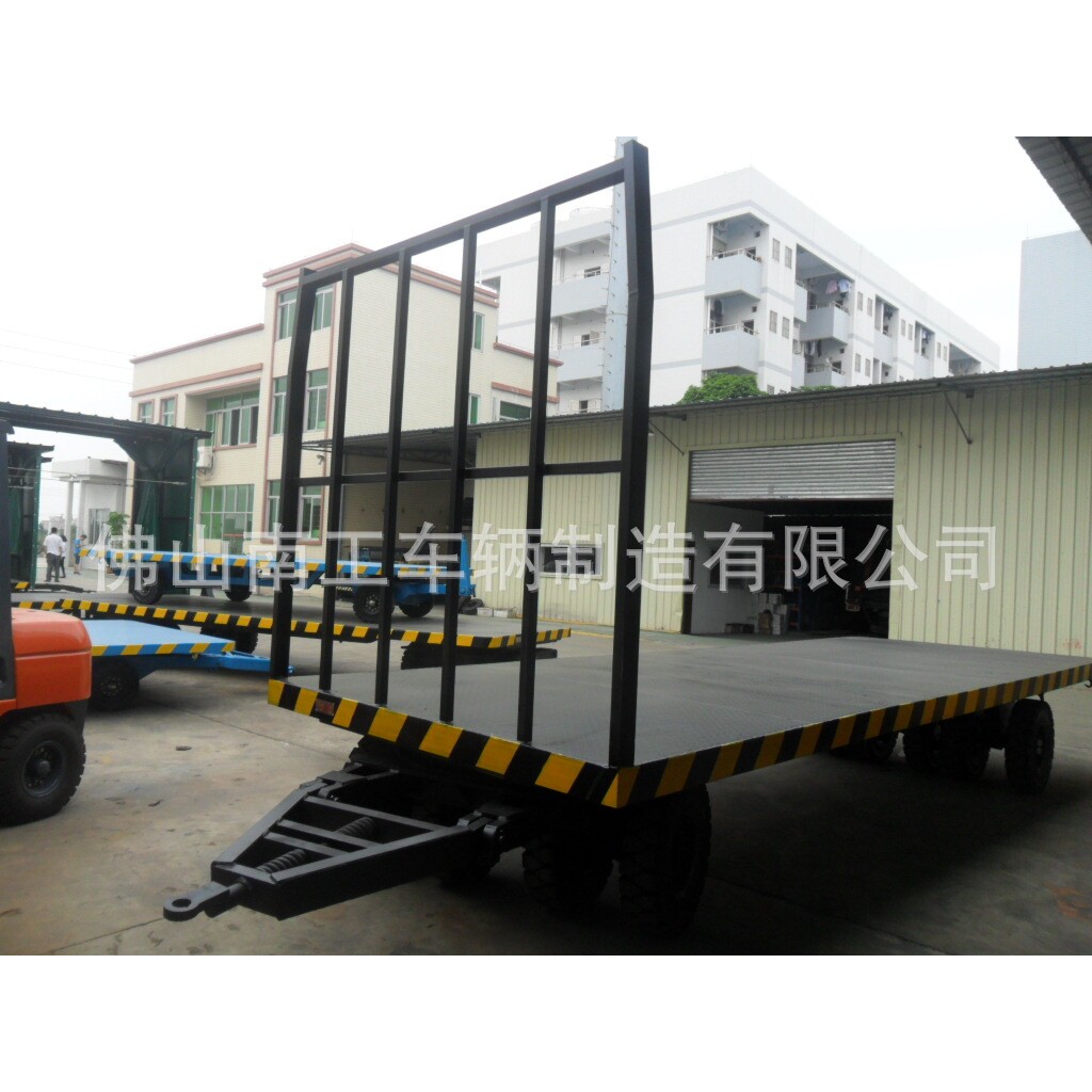 25吨全挂式平板车 工厂货物转运叉车重型平板拖车