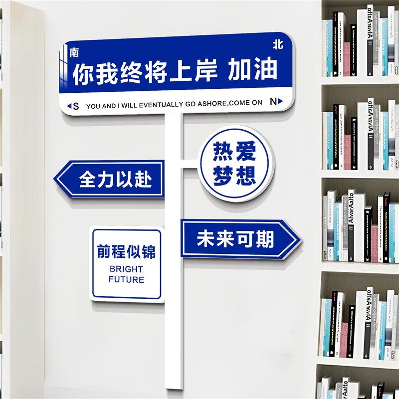上岸墙贴纸班级布置教室装饰文化墙中高考研学习氛围励志标语路牌,家居饰品,文化墙贴,淘宝优惠券,粉丝福利购,淘宝优惠卷
